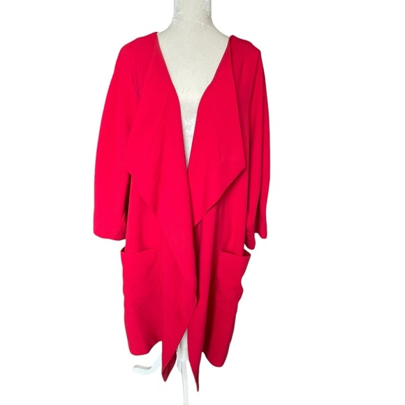 Lane Bryant Women’s Open Front Red Knit Coat Plus Size 26-28 Waterfall Unlined - Picture 1 of 8
